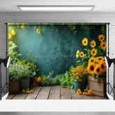 Lofaris Floral Wood Sunflowers Sunshine Wall Photo Backdrop